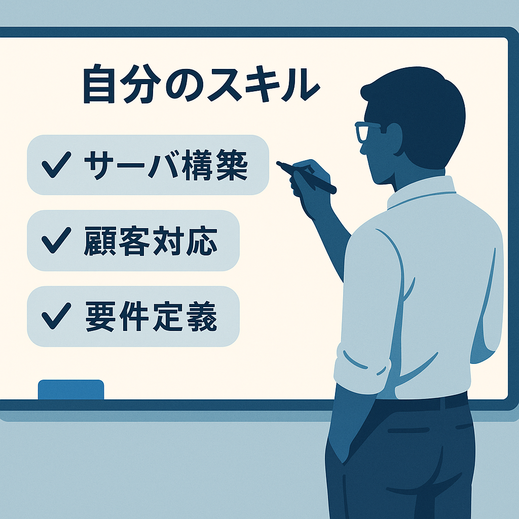 エンジニアが自分のスキルを書き出すホワイトボード