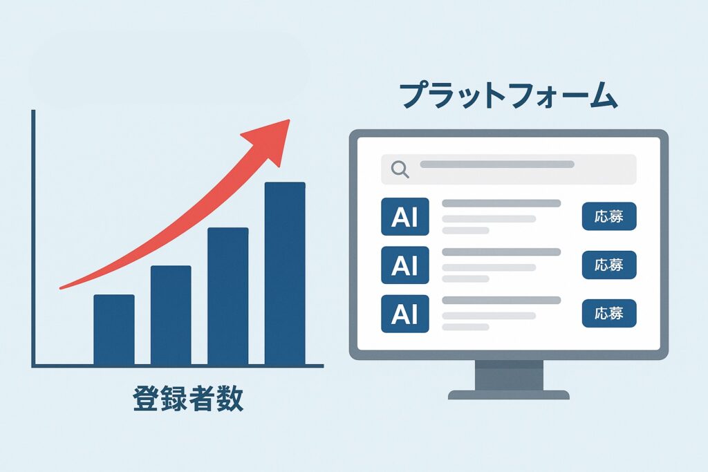 急増するAI人材登録グラフとプラットフォーム