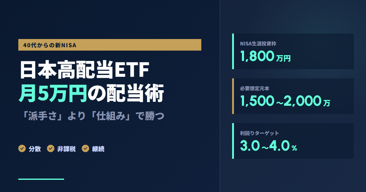 40代からの高配当ETF×新NISA入門｜月5万円配当の現実ライン