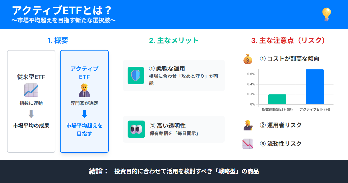 アクティブETFの魅力と注意点を解説：仕組み・コスト・リスクを理解しよう