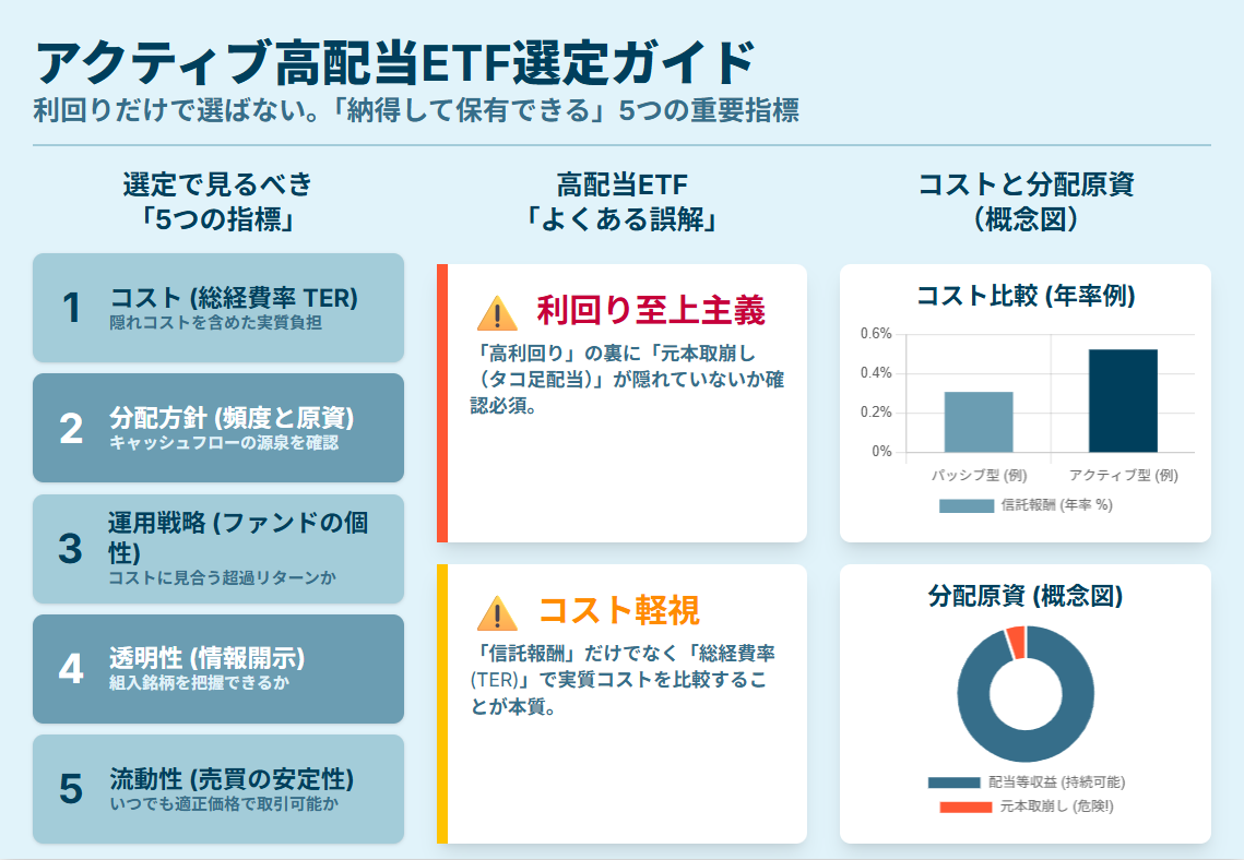 アクティブETFの選び方｜高配当で失敗しない5つの指標と注意点