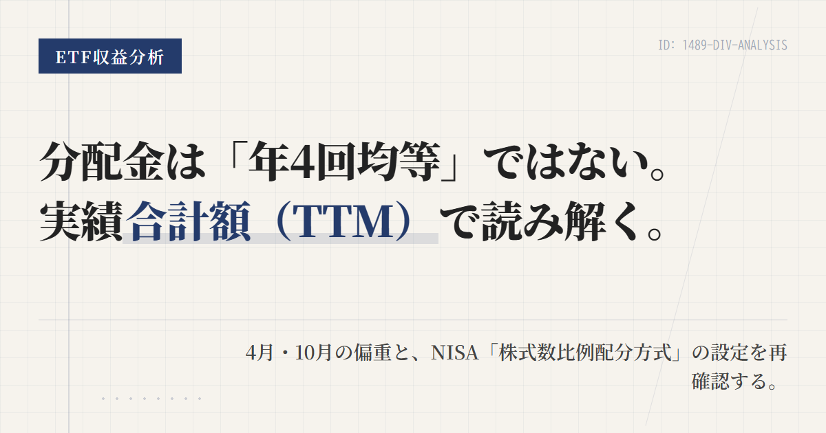1489の分配金と利回り｜手取り・TTM・権利日の見方