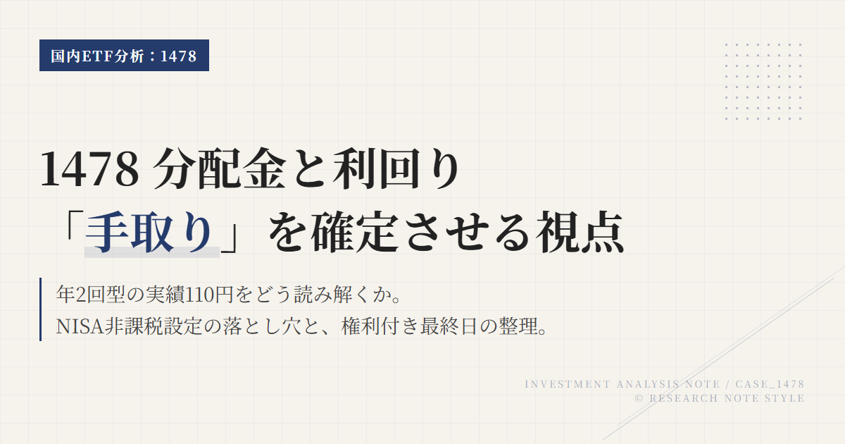 1478の分配金と利回りを解説：高配当ETFの見方と注意点