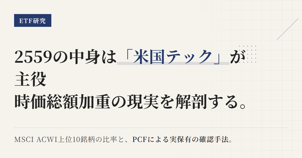 2559の組入銘柄一覧｜上位10・国別比率・セクター比率