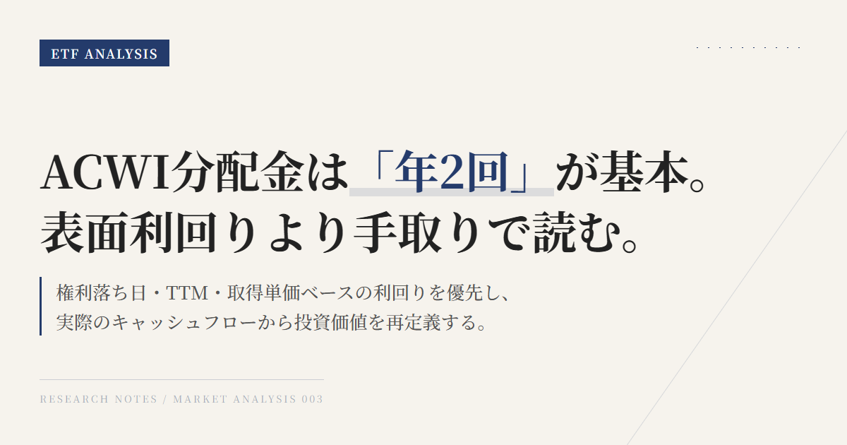 ACWIの分配金と利回り｜TTM・手取り・権利日を解説