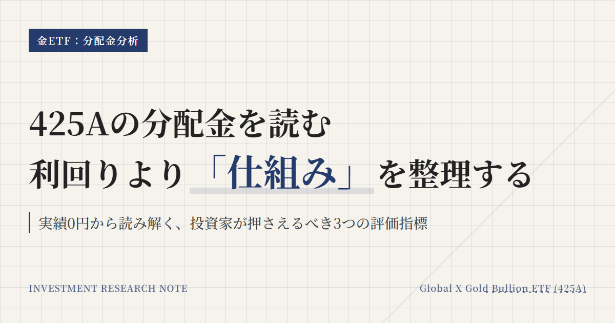 425Aの分配金と利回り｜金ETFの仕組みと手取りを解説