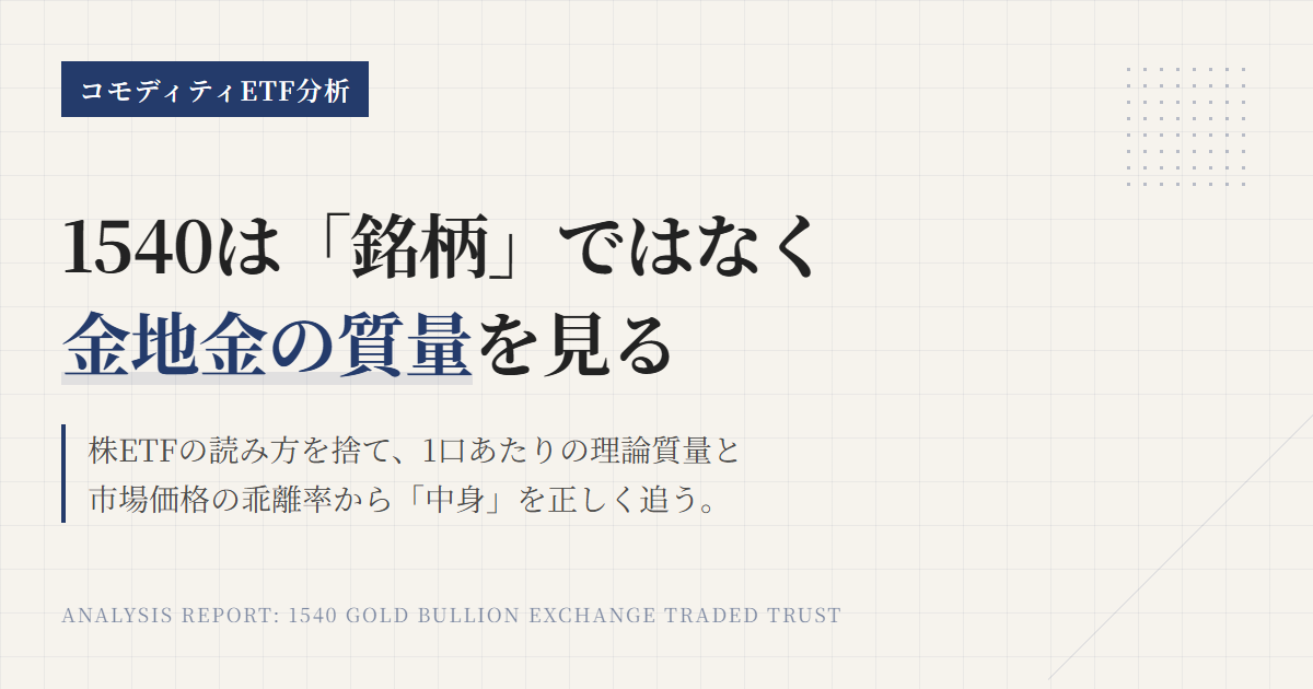 1540の組入銘柄｜純金ETFの中身と乖離の見方