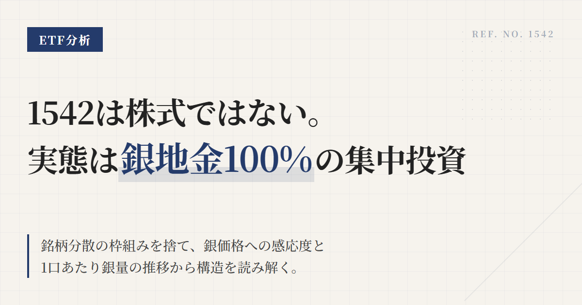 1542の組入銘柄｜純銀ETFの中身と1口銀量を確認