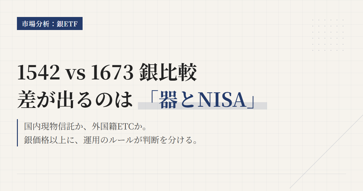 1542と1673を比較｜銀ETFは器とNISAで選ぶ