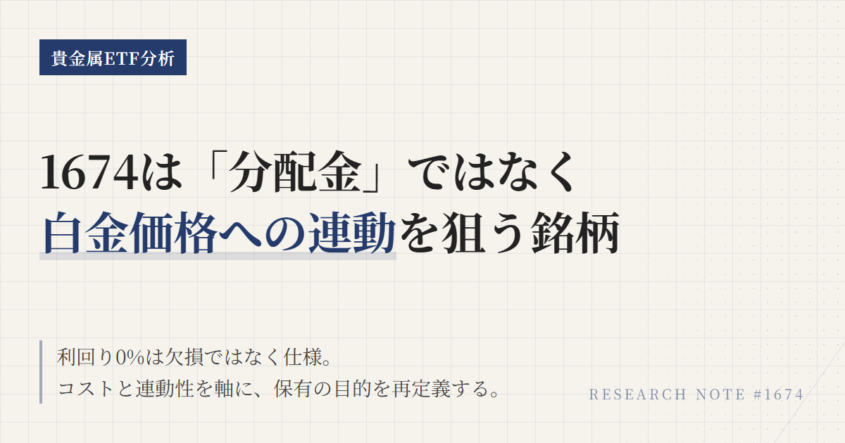 1674白金上場投信の分配金と利回り｜手取りと税金の読み方