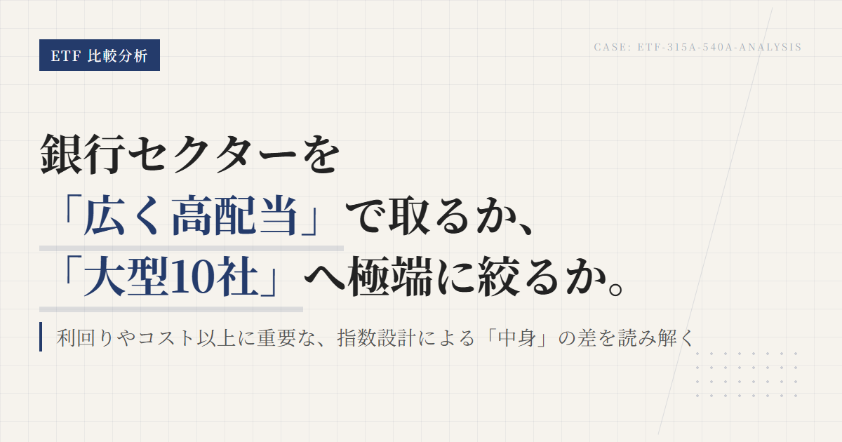 315A vs 540A｜銀行ETFは高配当か大型集中で選ぶ