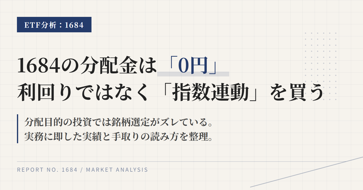 1684の分配金と利回り｜0円の理由と読み方