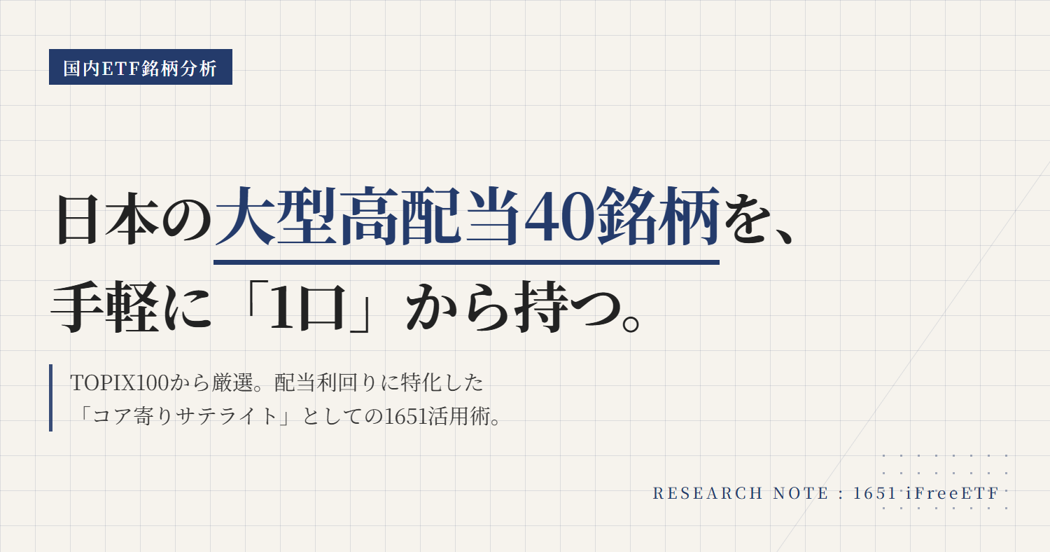 1651 iFreeETF TOPIX高配当40とは｜大型高配当株ETFの特徴