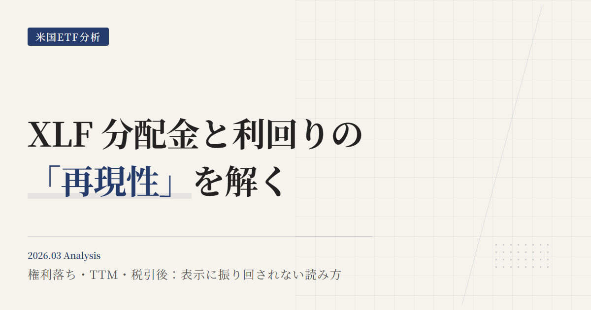 XLF分配金と利回り：計算と税引後手取り