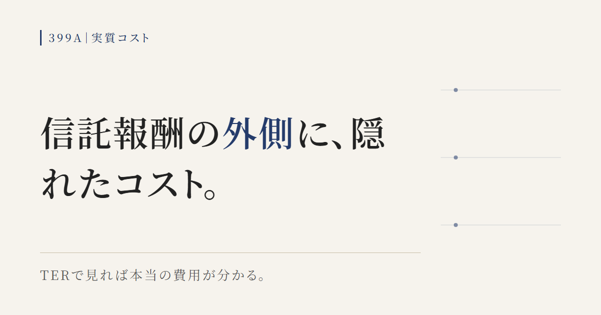 ETFの信託報酬の外側にある隠れコストとTERで見る本当の費用を示す図