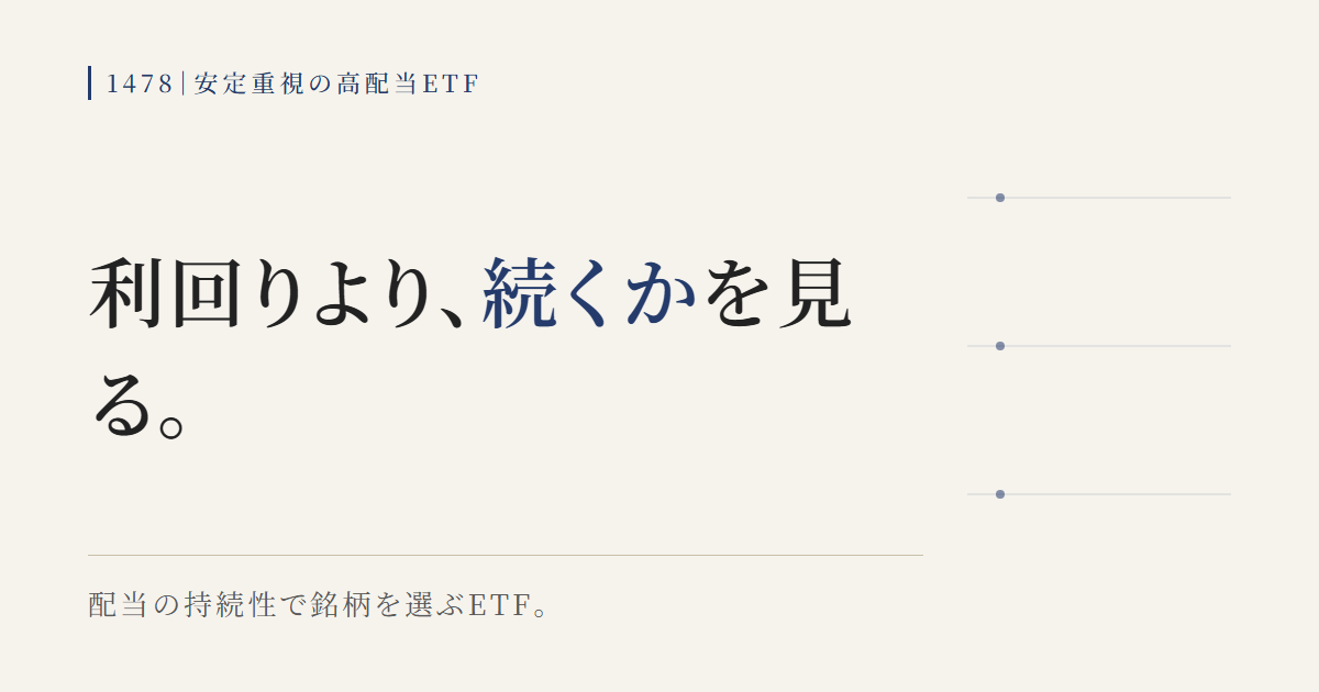 1478は配当利回りより持続性で選ぶ安定重視の高配当ETFであることを示す図