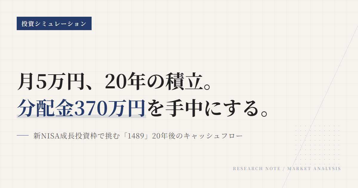 1489を月5万円×20年、新NISAで積み立てたら分配金370万円